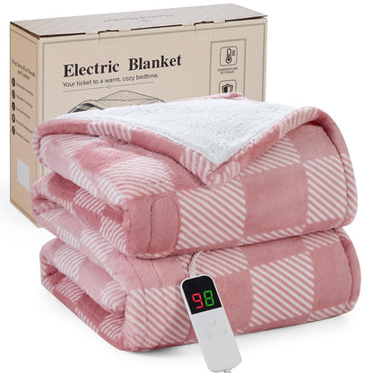 Pink Heated Blanket Electric Throw 50"X60", Heating Blanket Throw