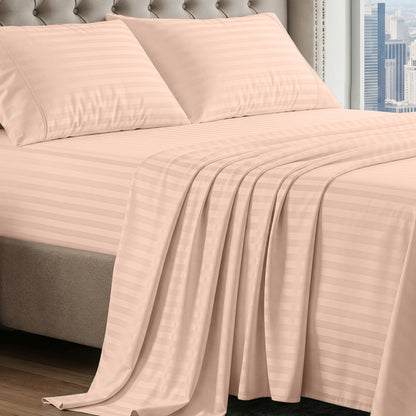LANE LINEN 100% Egyptian Cotton Sheets King Size Silky Sateen Weave - White