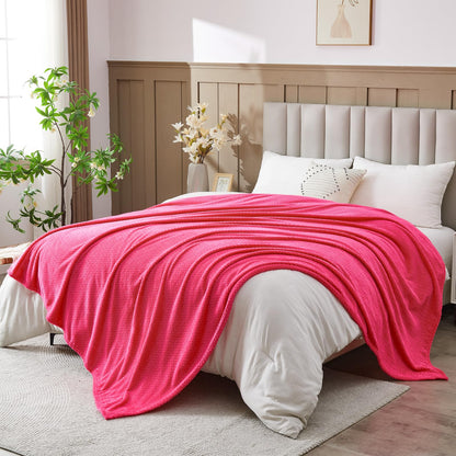 NEWCOSPLAY Fleece Leaves Pattern Throw Blanket, Light Purple, 50"x60"
