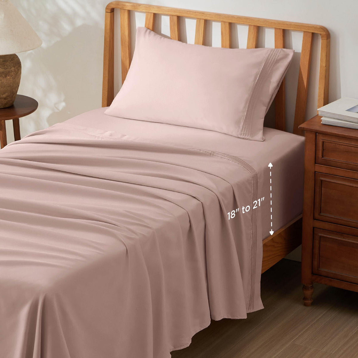Bedsure Deep Pocket Queen Sheets Set - Fits Mattresses Up to 21 Inches Thick - 4 Piece GentleSoft Bed Sheets, Moisture Wicking, Soft & Cooling Bedsheet & Pillowcases, Easy & Secure Fit, Light Grey
