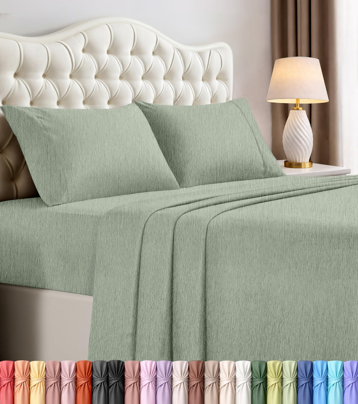 Queen Sheets Set, 4 Pieces 16" Deep Pocket Hotel Luxury Bed Sheets, Grey
