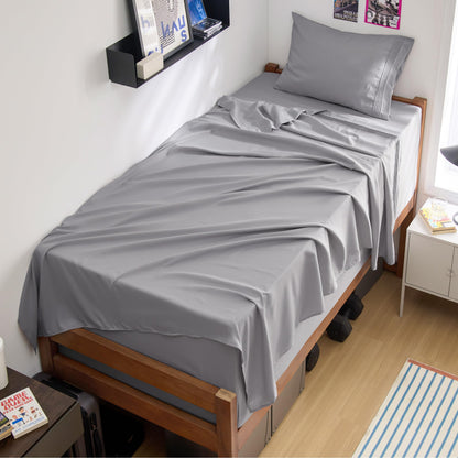 Bedsure Deep Pocket Queen Sheets Set - Fits Mattresses Up to 21 Inches Thick - 4 Piece GentleSoft Bed Sheets, Moisture Wicking, Soft & Cooling Bedsheet & Pillowcases, Easy & Secure Fit, Light Grey
