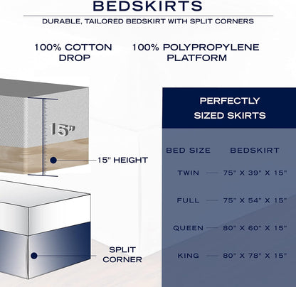 Nautica - King Size Cotton Twill Bed Skirt with Split Corners
