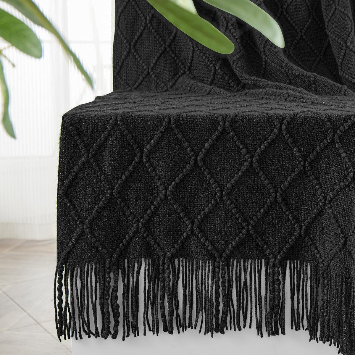 inhand Off White Knitted Throw Blanket for Couch and Bed, 50"x60"