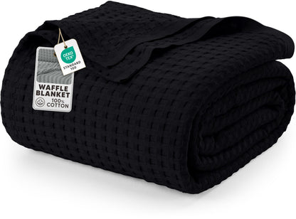 Utopia Bedding 100% Cotton Waffle Blanket Queen Size White, 90x90 Inch