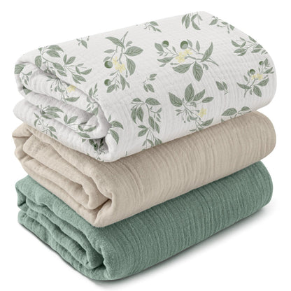 GLLQUEN BABY Muslin Swaddle Blankets for Newborn Boys, Large 40''x38''