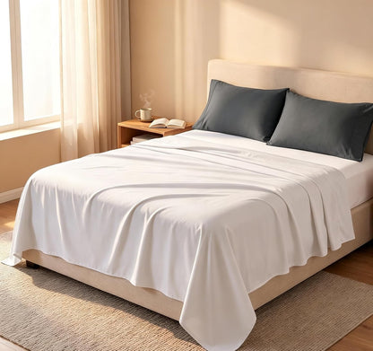 Flat Sheets 2 Pack - Hotel Quality Flat Bed Sheets - Brushed Microfiber - Ultra Soft & Breathable - Wrinkle-Free - Easy Care - Flat Sheets Only (White, Twin-2Pack)