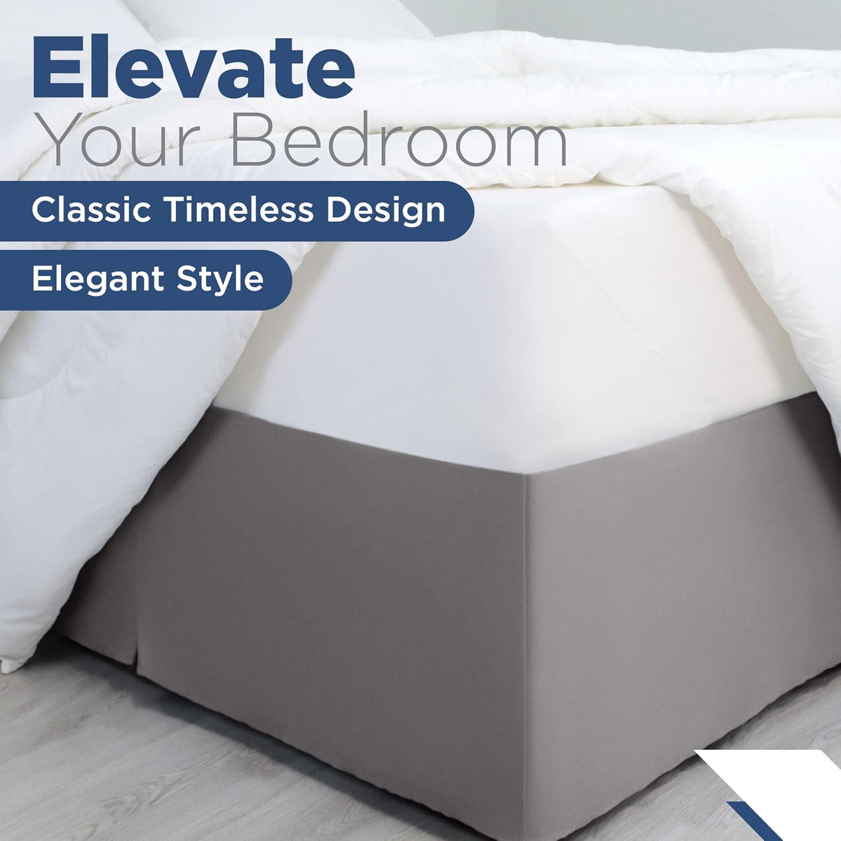 Martex Queen Size 21” Bed Skirt | Pleated Bed Skirt | Easy Fit Bed Skirts | Microfiber Bed Skirt | 21 Inch Drop | Hotel Quality Bedskirt | Gray