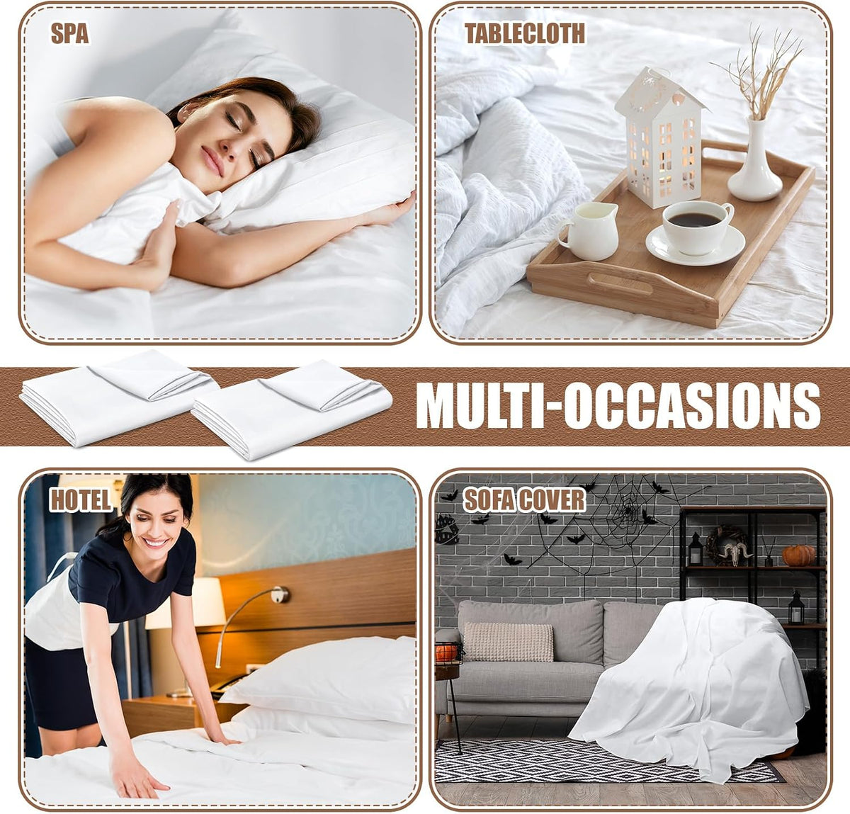 SmoothNovelty 30 Pack Twin Flat Sheets Bulk, White, Twin