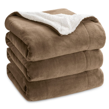 Bedsure GentleSoft Sherpa Fleece Queen Blankets for Bed, Non-Heated, Thick and Warm Throw for Women and Men, Soft Fuzzy Plush Comfort Queen Blanket for Winter, Grey, 90x90 Inches