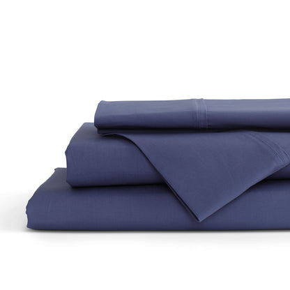 Linen Home 100% Cotton Percale Sheets Queen Size 4 Pc Cooling Set - White