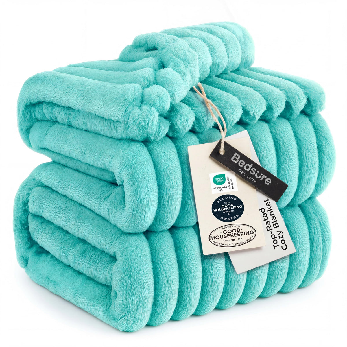 Bedsure Soft Queen Size Blanket for Bed Beige 90"x90"