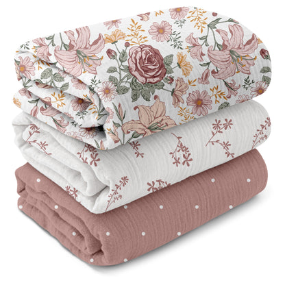 GLLQUEN BABY Muslin Swaddle Blankets for Newborn Boys, Large 40''x38''
