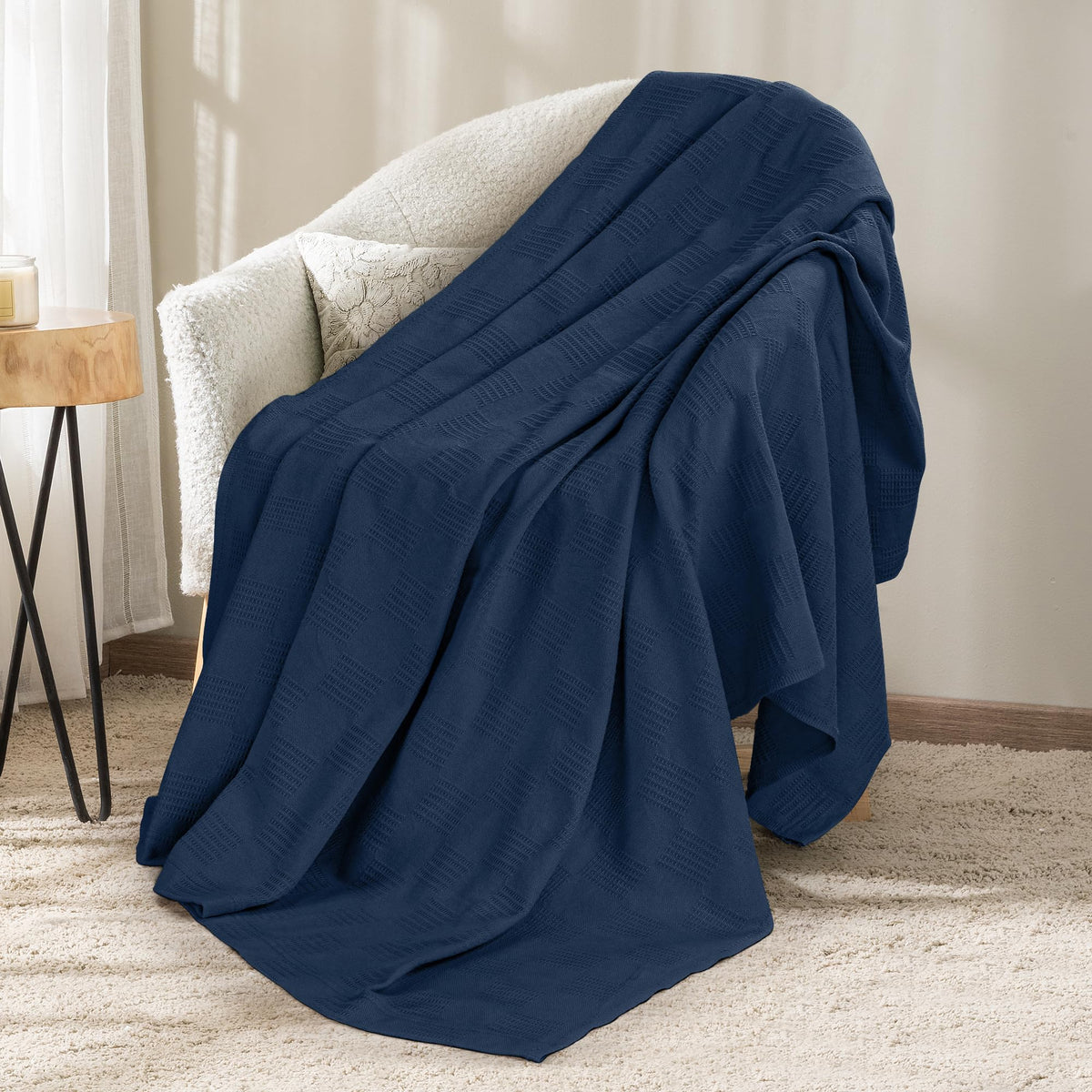 Utopia Bedding 100% Cotton Thermal Blanket White Twin, 90x72 Inches