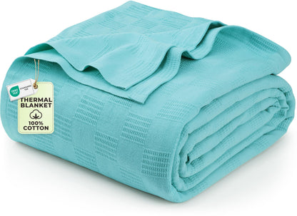 Utopia Bedding 100% Cotton Thermal Blanket White Twin, 90x72 Inches