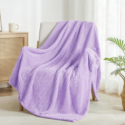 Exclusivo Mezcla Large Waffle Fleece Throw Blanket for Couch, Slate Blue