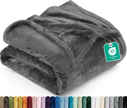Utopia Bedding Ultra Soft Fleece Bed Blanket Queen Size Purple (90x90 Inch)