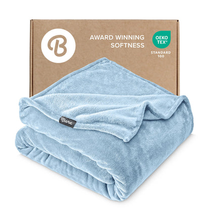 Bare Home Fleece Blanket Luxury Microplush (Full/Queen, Grey)