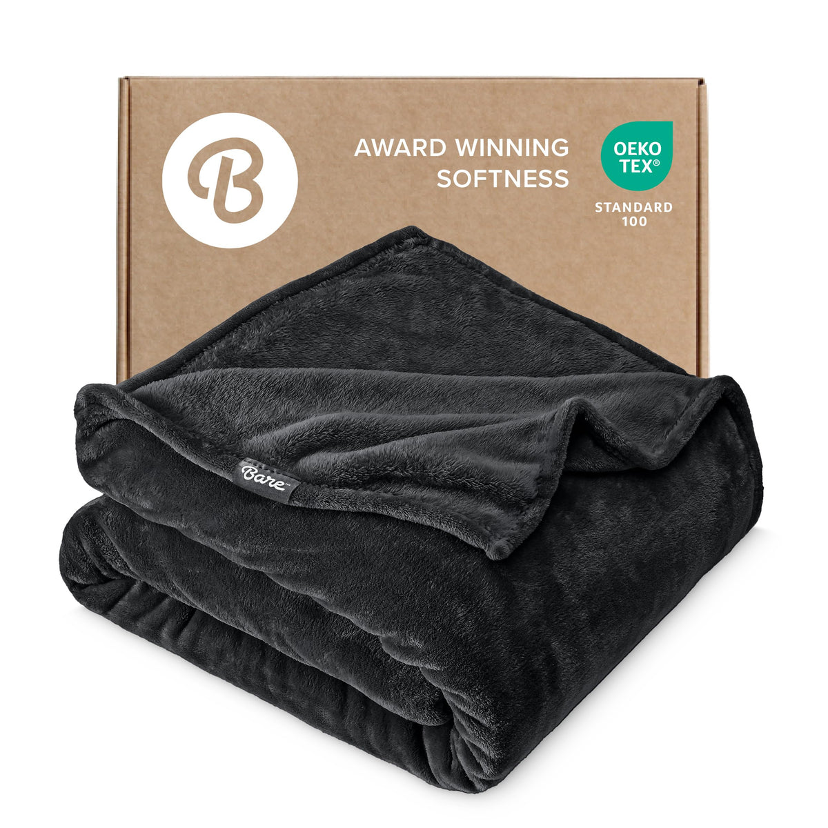 Bare Home Fleece Blanket Luxury Microplush (Full/Queen, Grey)