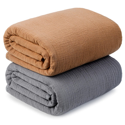 Muslin Swaddle Blankets for Newborn, 2 Pack Breathable Soft Receiving Blanket, Large 41 x 41 inches Swaddle Wrap Burping Clothes, Essentials Infant Shower Items. (Beige & Coffee)