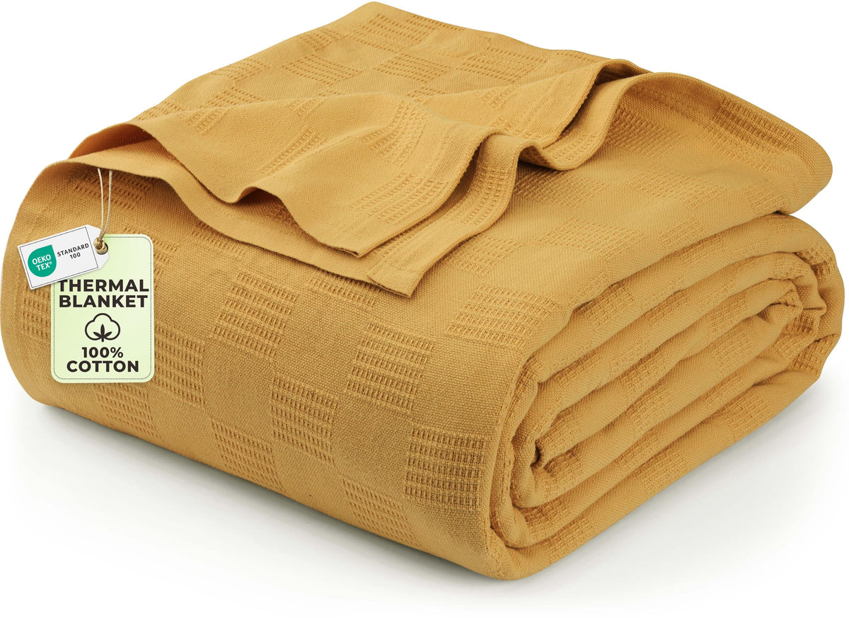 Utopia Bedding 100% Cotton Thermal Blanket White Twin, 90x72 Inches