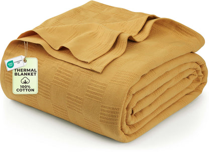 Utopia Bedding 100% Cotton Thermal Blanket White Twin, 90x72 Inches