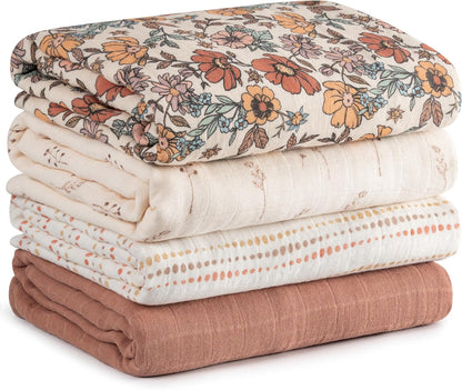 Muslin Swaddle Blankets for Newborn, Cotton Receiving Blanket