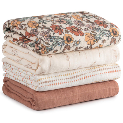Muslin Swaddle Blankets for Newborn, Cotton Receiving Blanket