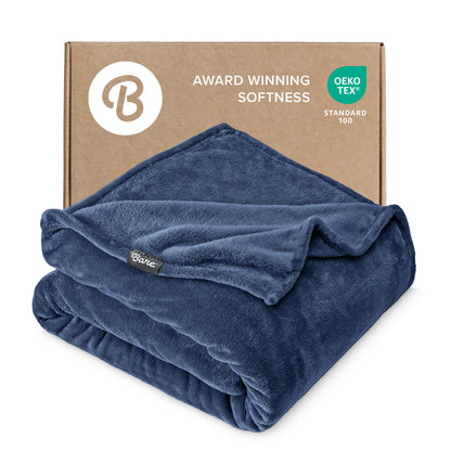 Bare Home Fleece Blanket Luxury Microplush (Full/Queen, Grey)