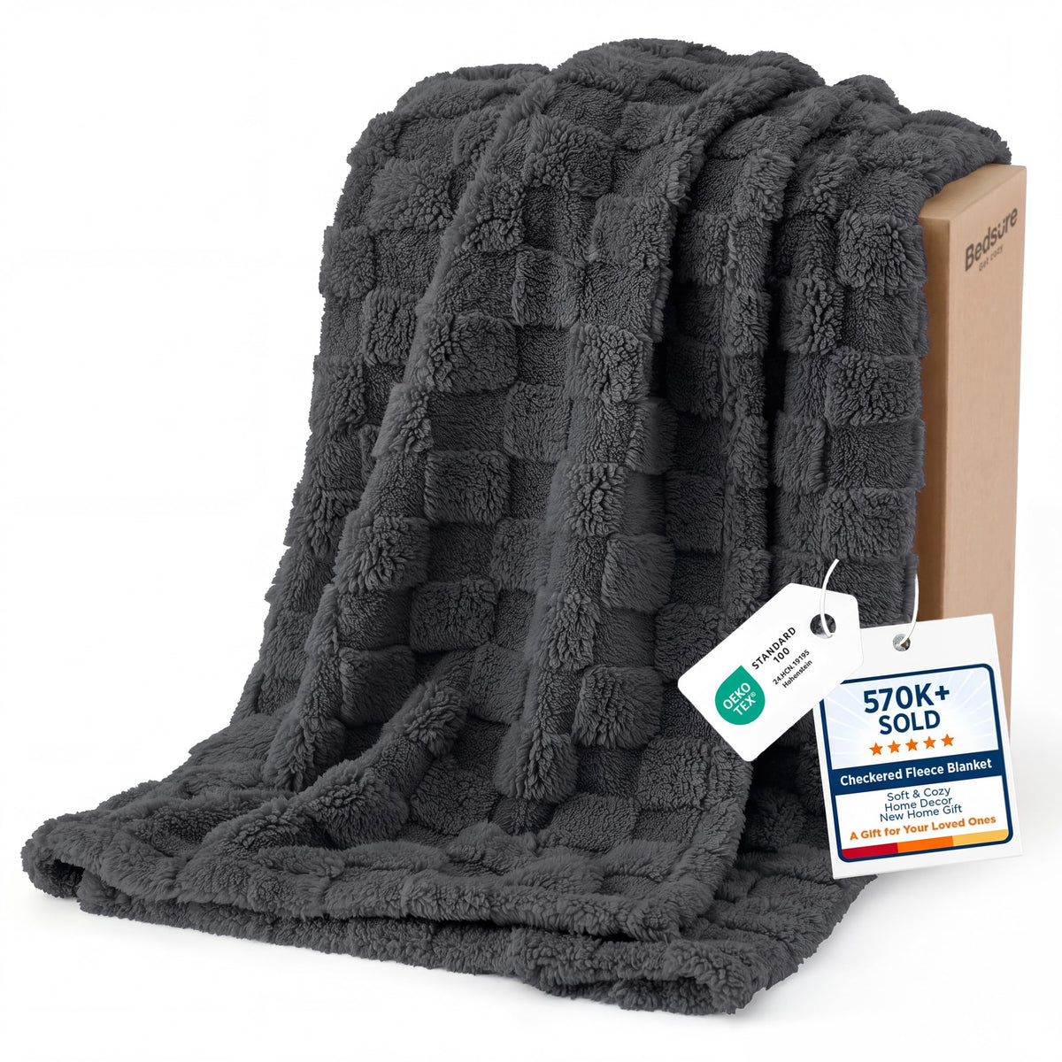 Bedsure Checkered Fleece Throw Blanket,Cute Home Decor,Sage Green,50"×60"