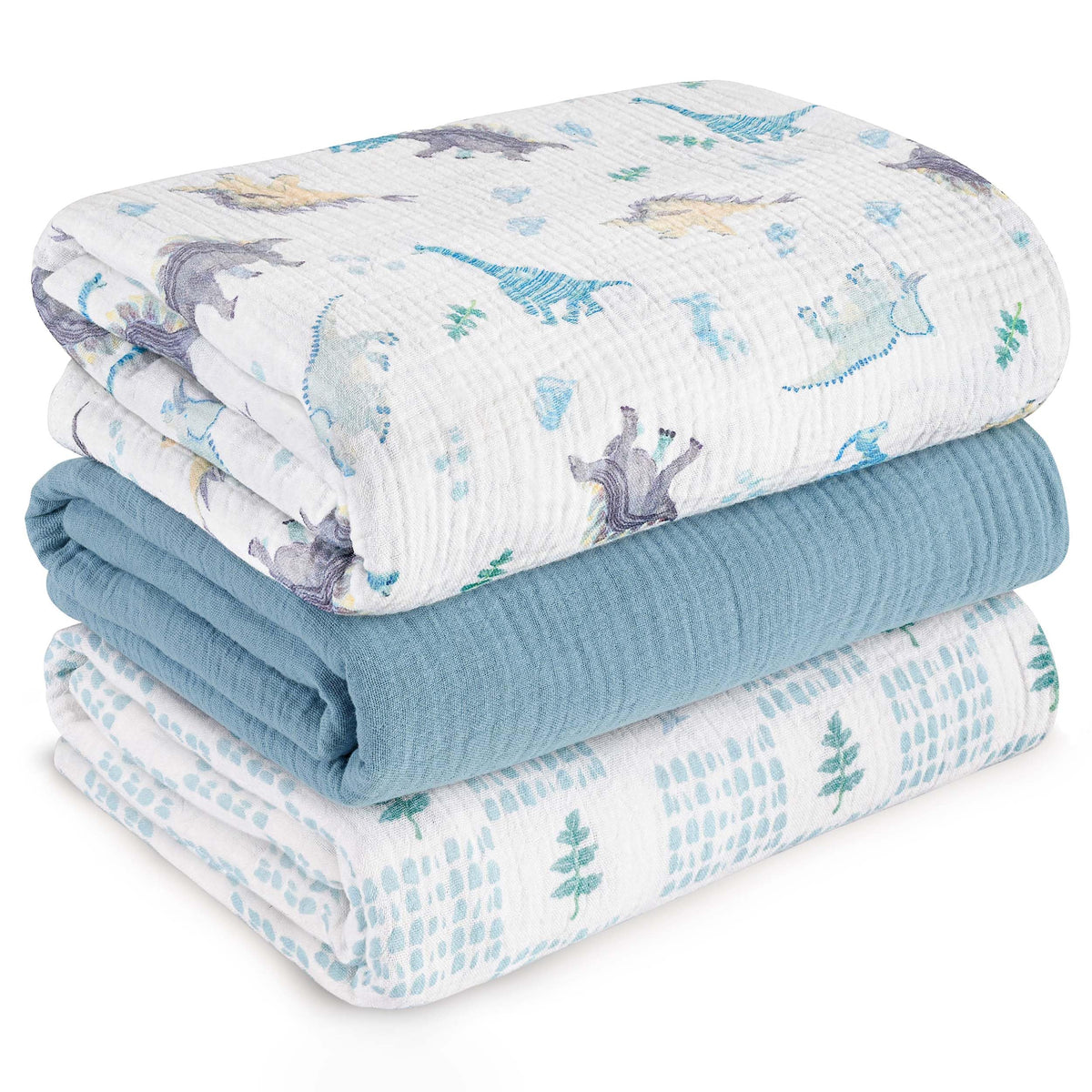 Muslin Swaddle Blankets for Newborn, 3 Pack Breathable Soft Receiving Blanket, Large 38 x 40 inches Swaddle Wrap Burping Clothes, Essentials Infant Shower Items, Toddler Gift (Bright Colors)