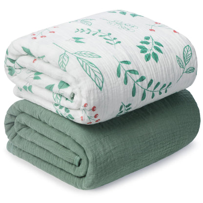 Muslin Swaddle Blankets for Newborn, 2 Pack Breathable Soft Receiving Blanket, Large 41 x 41 inches Swaddle Wrap Burping Clothes, Essentials Infant Shower Items. (Beige & Coffee)