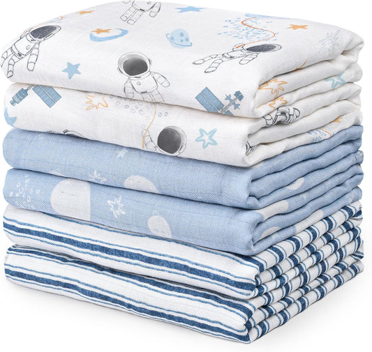 GLLQUEN BABY Receiving Blankets Boy Muslin Swaddle Blankets for Newborn