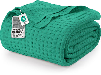 Utopia Bedding 100% Cotton Waffle Blanket Queen Size White, 90x90 Inch