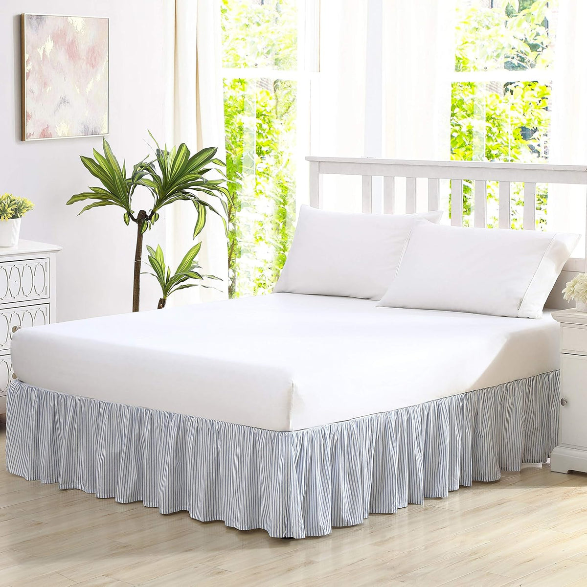 Laura Ashley - Queen Size Bed Skirt, 100% Cotton Bedding, 14.5-Inch Drop