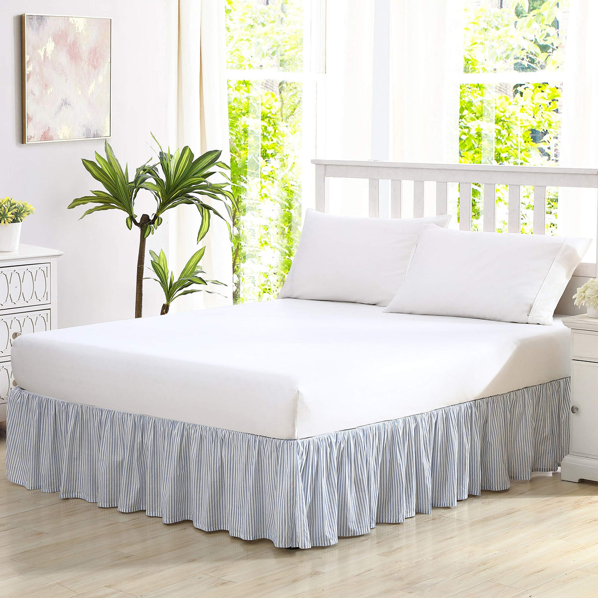 Laura Ashley - Queen Size Bed Skirt, 100% Cotton Bedding, 14.5-Inch Drop
