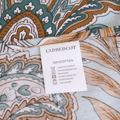 Soft Cotton Bedding Sheets for Home Brown Pattern Printed Queen Flat Sheets Only Luxury Breathable Top Sheet Machine Wash