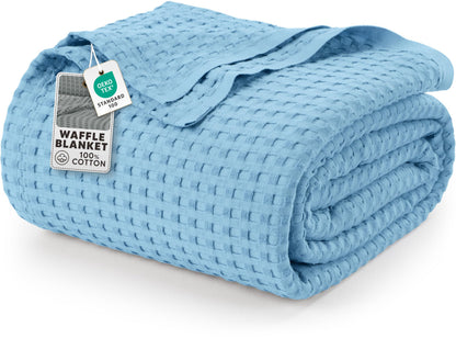 Utopia Bedding 100% Cotton Waffle Blanket Queen Size White, 90x90 Inch