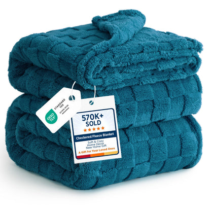 Bedsure Checkered Fleece Throw Blanket,Cute Home Decor,Sage Green,50"×60"