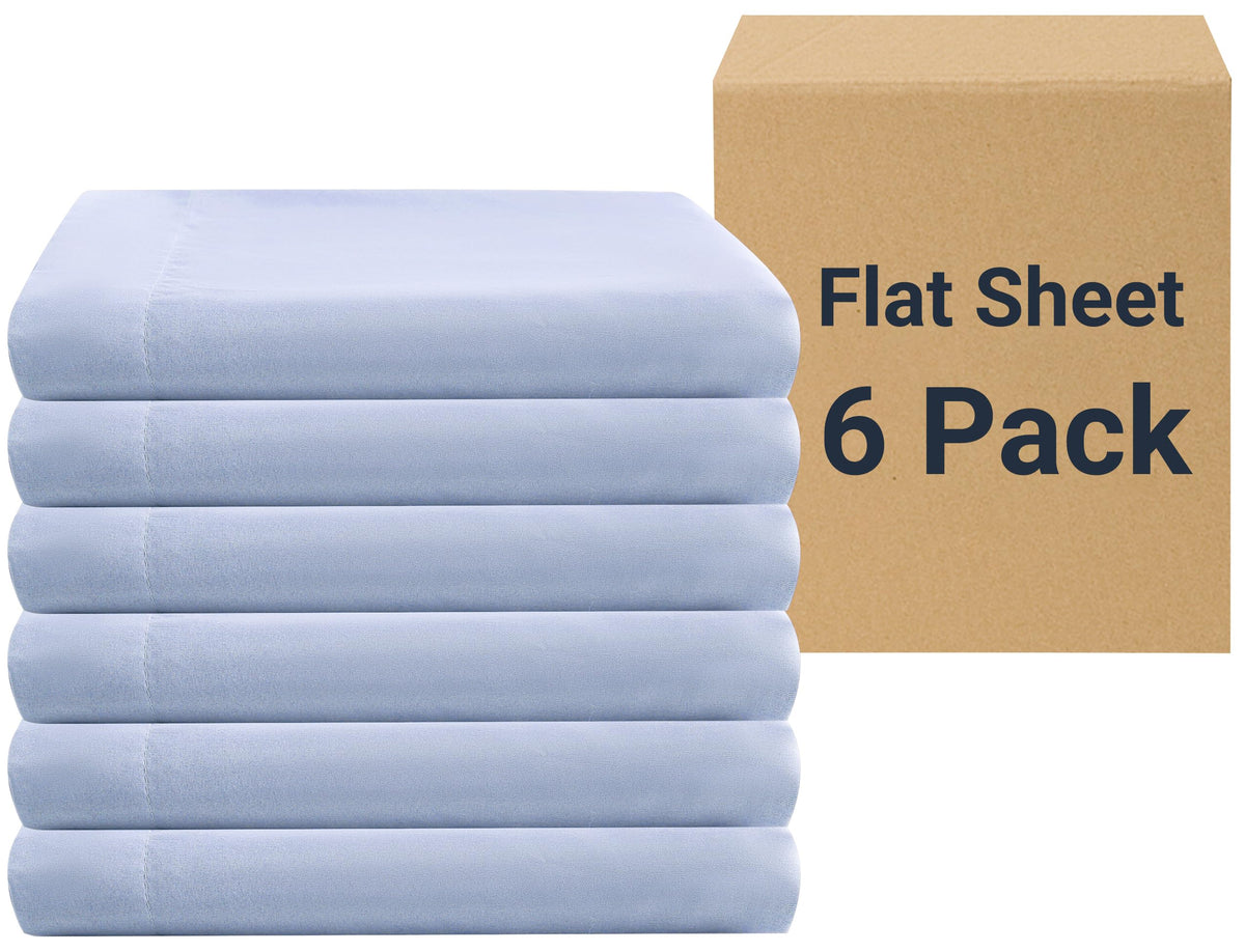 ZPECC Twin Flat Sheets Only White 4 Pack, Color-Coded Hem Threads