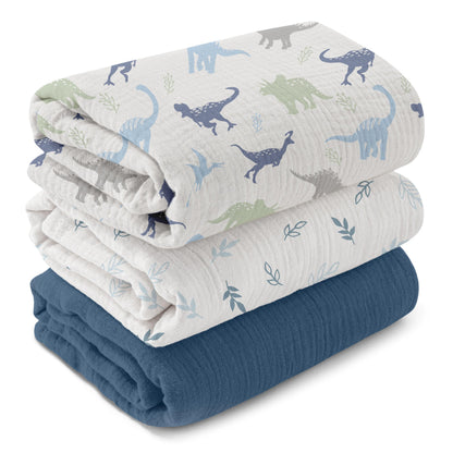 GLLQUEN BABY Muslin Swaddle Blankets for Newborn Boys, Large 40''x38''