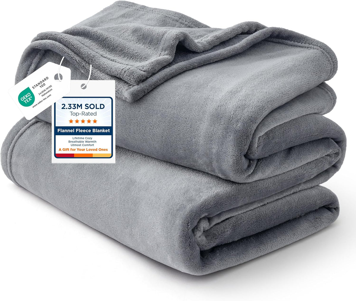 Bedsure GentleSoft Fleece Bed Blankets Queen Size Grey - Soft Cozy Warm Fall Throw Blanket Halloween Decorations Lightweight Anti-Static, Room Home Decor Gifts for Husband and Men, 90x90 inches