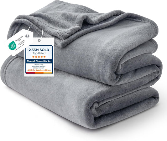 Bedsure GentleSoft Fleece Bed Blankets Queen Size Grey - Soft Cozy Warm Fall Throw Blanket Halloween Decorations Lightweight Anti-Static, Room Home Decor Gifts for Husband and Men, 90x90 inches