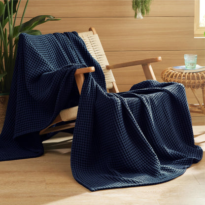 Bedsure Lightweight 100% Cotton Waffle Blanket, Queen, Linen