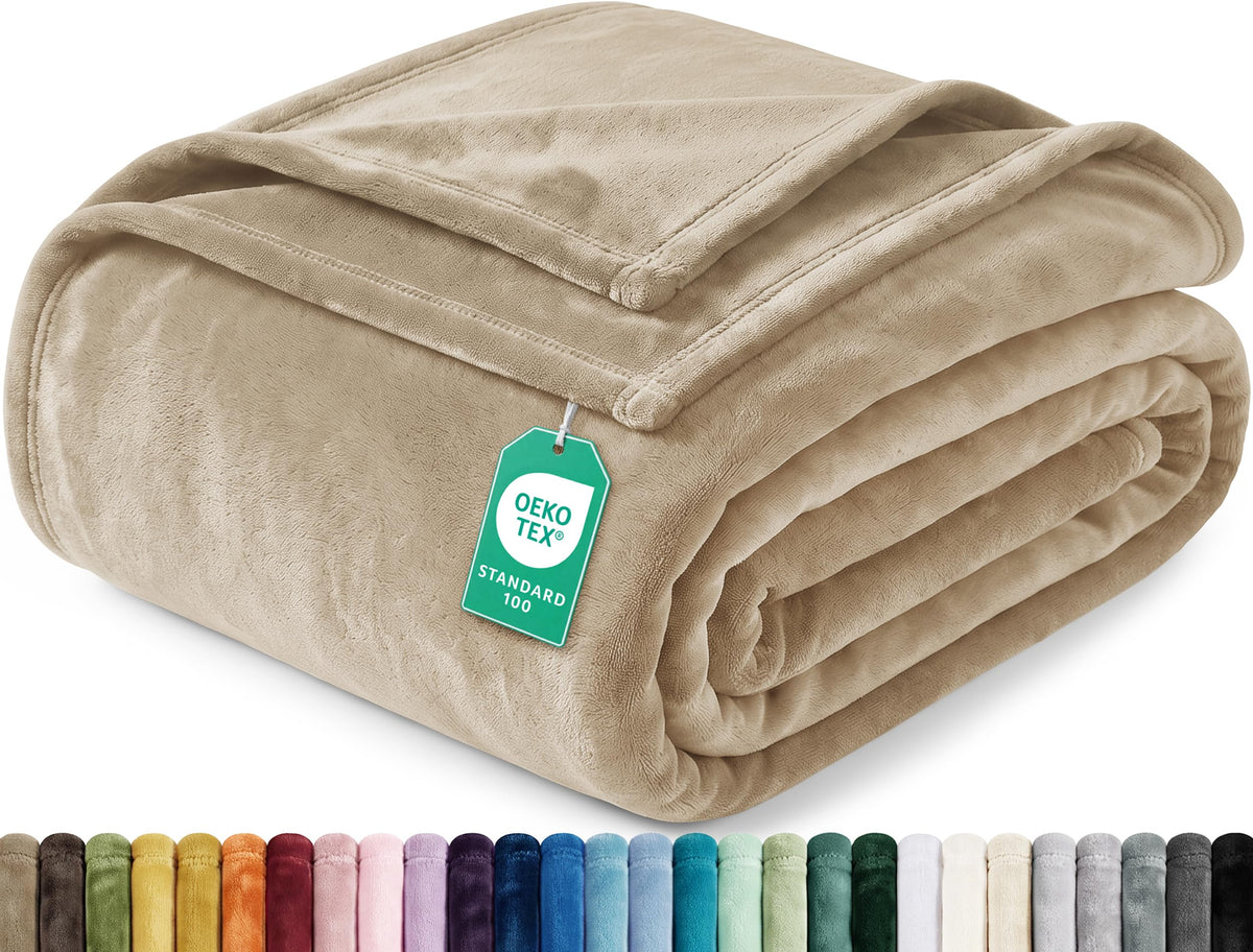Soft Fleece Blanket for Bed Queen Size Cool Grey (90x90 Inch)
