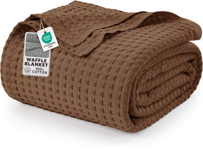 Utopia Bedding 100% Cotton Waffle Blanket Queen Size White, 90x90 Inch