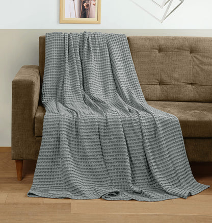 Utopia Bedding 100% Cotton Waffle Blanket Queen Size White, 90x90 Inch
