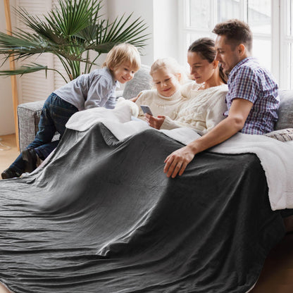Bedsure GentleSoft Sherpa Fleece Queen Blankets for Bed, Non-Heated, Thick and Warm Throw for Women and Men, Soft Fuzzy Plush Comfort Queen Blanket for Winter, Grey, 90x90 Inches