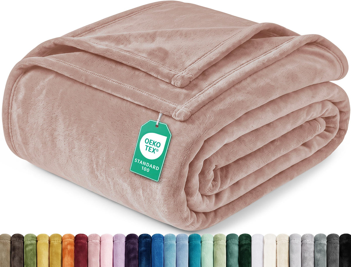 Soft Fleece Blanket for Bed Queen Size Cool Grey (90x90 Inch)