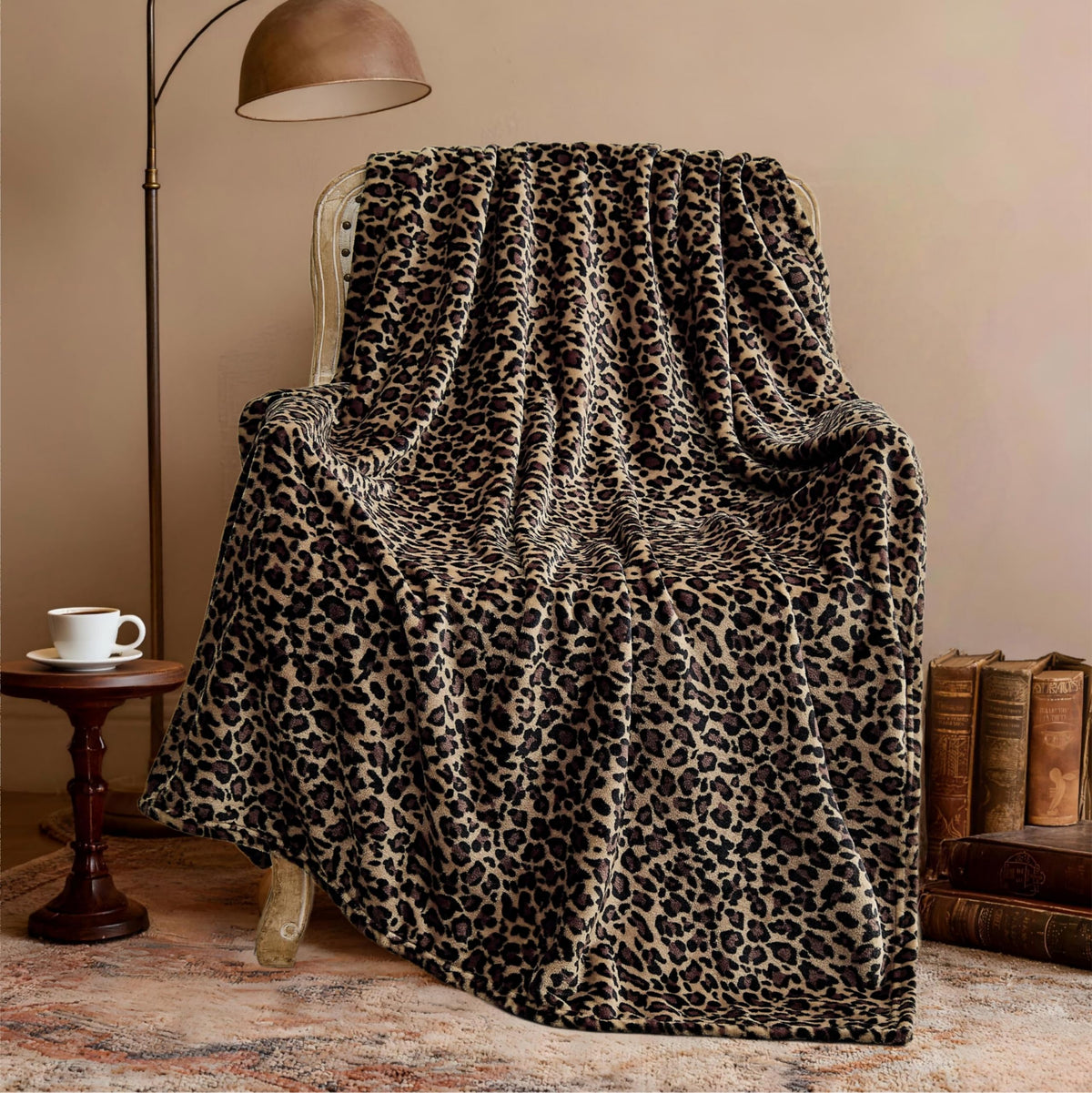 Edenleaf Leopard Print Blanket Fleece Throw for Bed Sofa Travel and Camping, Super Soft Cozy Fluffy Plush Cheetah Print Blanket for All Seasons 50"x60" (Dark Brown)